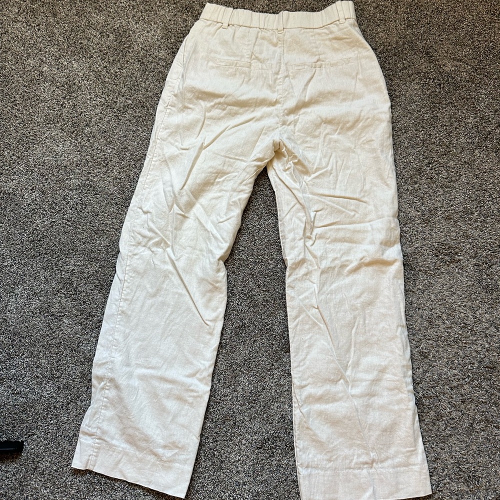 Abercrombie & Fitch Off-White Casual Linen Pants - Picture 3 of 4